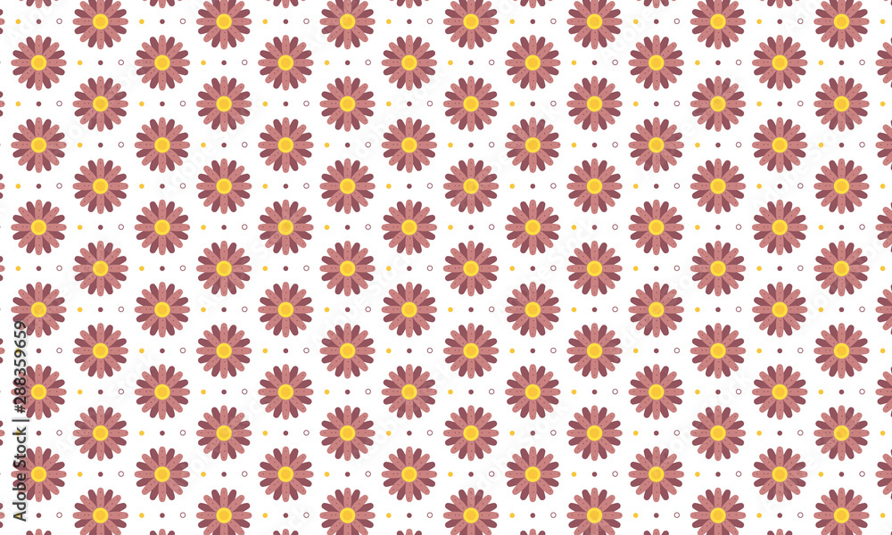 Aster Flower Pattern On White Background