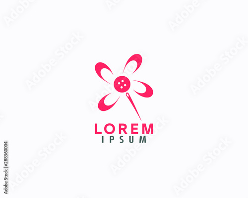 Tailor and tailoring flower logo design Template
