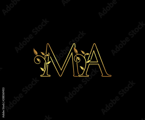 Initial letter M and A, MA, Gold Logo Icon, classy gold letter monogram logo icon suitable for boutique,restaurant, wedding service, hotel or business identity.