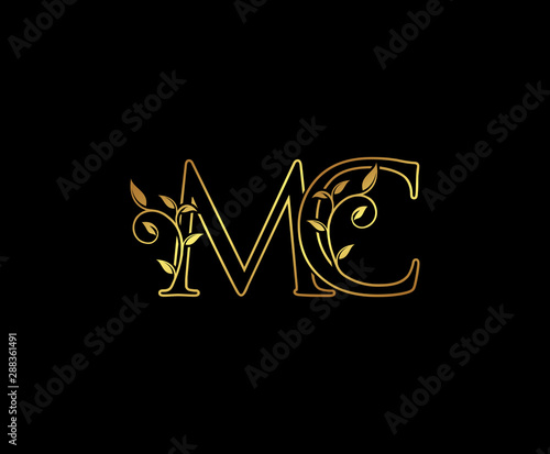 Initial letter M and C, MC, Gold Logo Icon, classy gold letter monogram logo icon suitable for boutique,restaurant, wedding service, hotel or business identity.