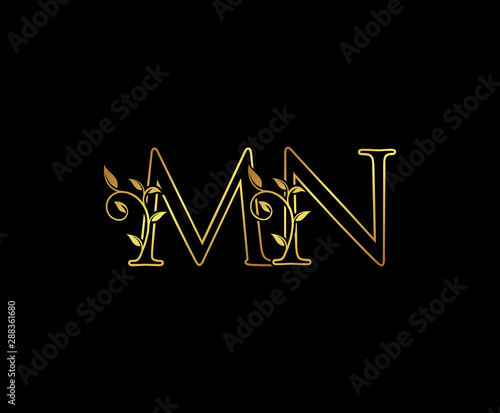 Initial letter M and N, MN, Gold Logo Icon, classy gold letter monogram logo icon suitable for boutique,restaurant, wedding service, hotel or business identity.