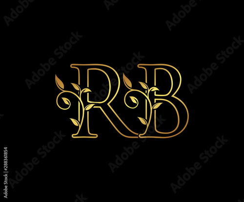 Initial letter R and B, RB, Gold Logo Icon, classy gold letter monogram logo icon suitable for boutique,restaurant, wedding service, hotel or business identity.