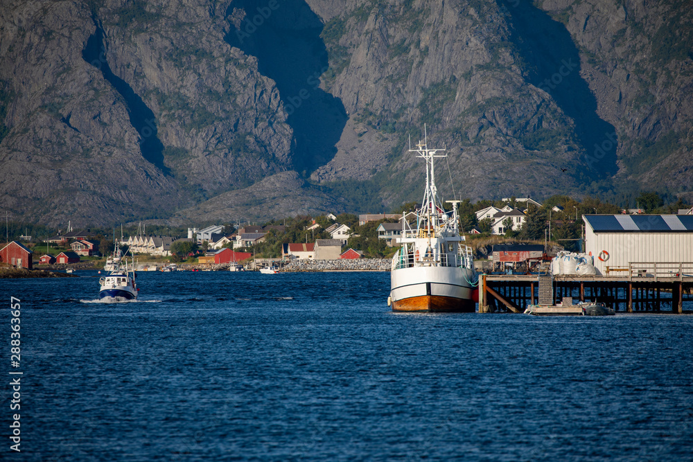 Fishing boats in Bronnoysund port Northern Norway