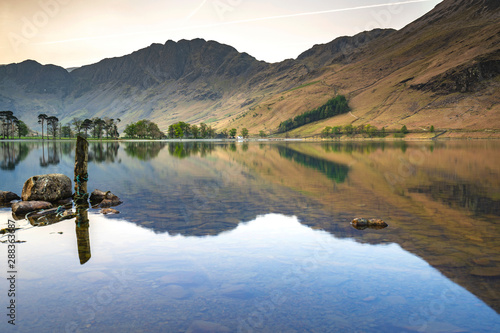 Reflections on Buttermere a lake in the English Lake District