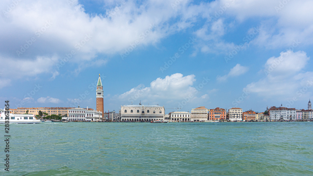 View from the boat on famous cityscape of Venice town
