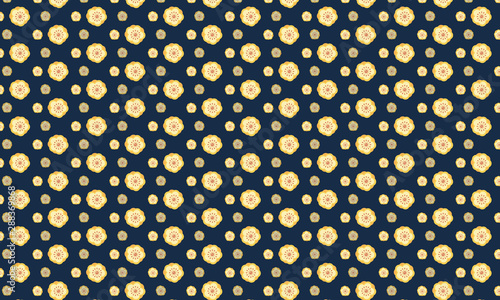 Dark Blue background with Erigeron yellow Flower Pattern