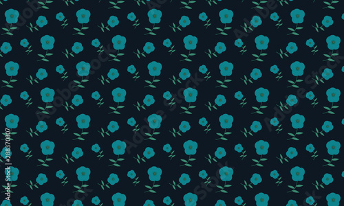 Prussian Blue Background and Cyclamen Flower Pattern Background