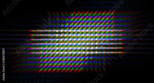 Fotografija Photo of the diffraction pattern of LED array light, comprising a large number o