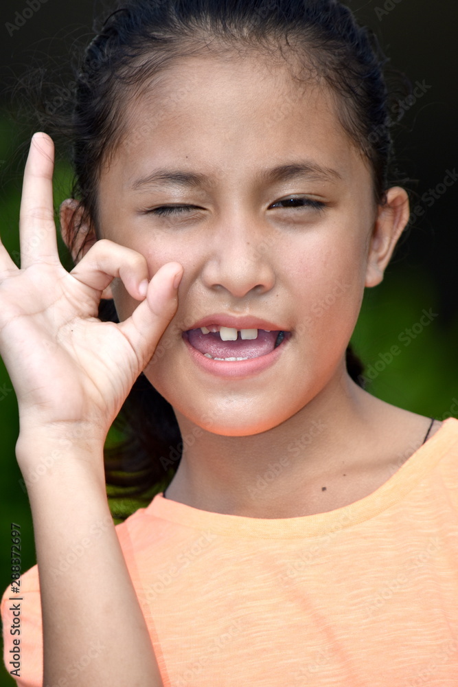 A Female And Okay Sign A Female And Okay Sign