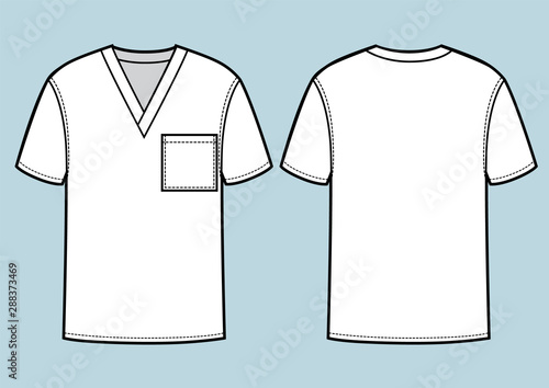 Medical doctor working shirt. Fashion sketch illustration