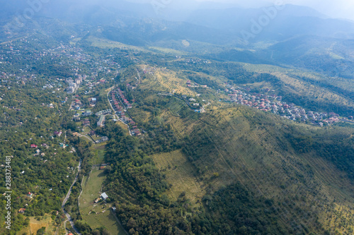 Almaty city from a bird's eye view. Foothills Of The TRANS-Ili Alatau. Kazakhstan. central Asia