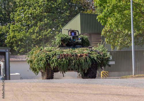 German army infantry fighting vehicle  drives on tactical exercise at military training area