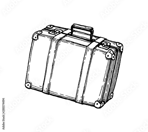 Ink sketch of suitcase.