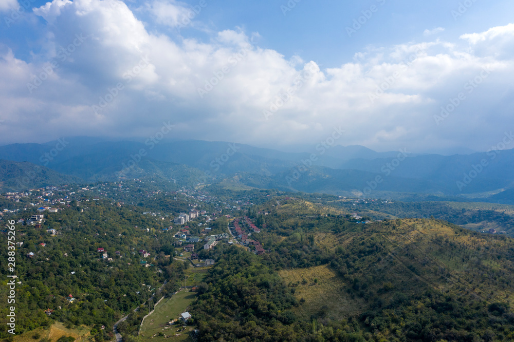 Almaty city from a bird's eye view. Foothills Of The TRANS-Ili Alatau. Kazakhstan. central Asia