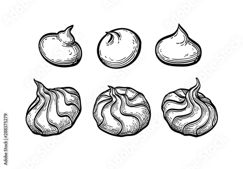 Ink sketch of meringue cookies