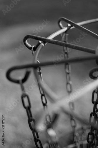Black and White Steel Chains with Blurry Background
