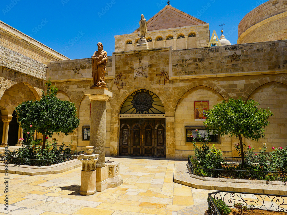 Fototapeta premium Palestine christian white church patio