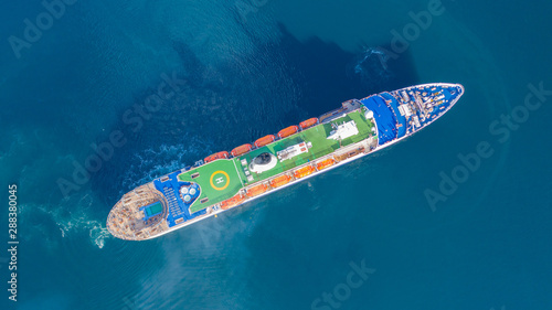 Nose of the cruise ship aerial view