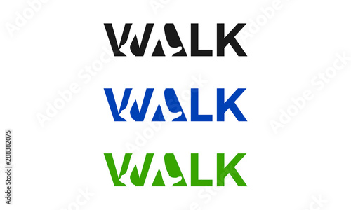 Walking man logo, the man walking, movement logo, Foot Therapy, spa, body care, massage, nature, leaf. Vector logo template, Sport walking sign. Fitness and lifestyle concept. Vector Illustration.