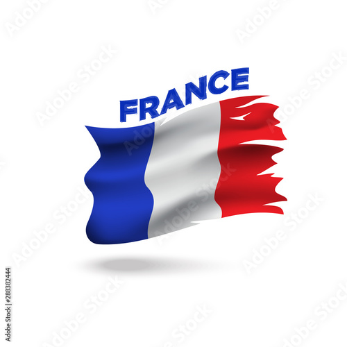 Torn France patriotic flag 3d vector illustration template