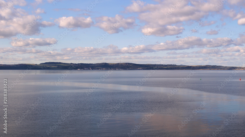 Firth of Forth and hills of Fife in Scotland, UK on a clear day