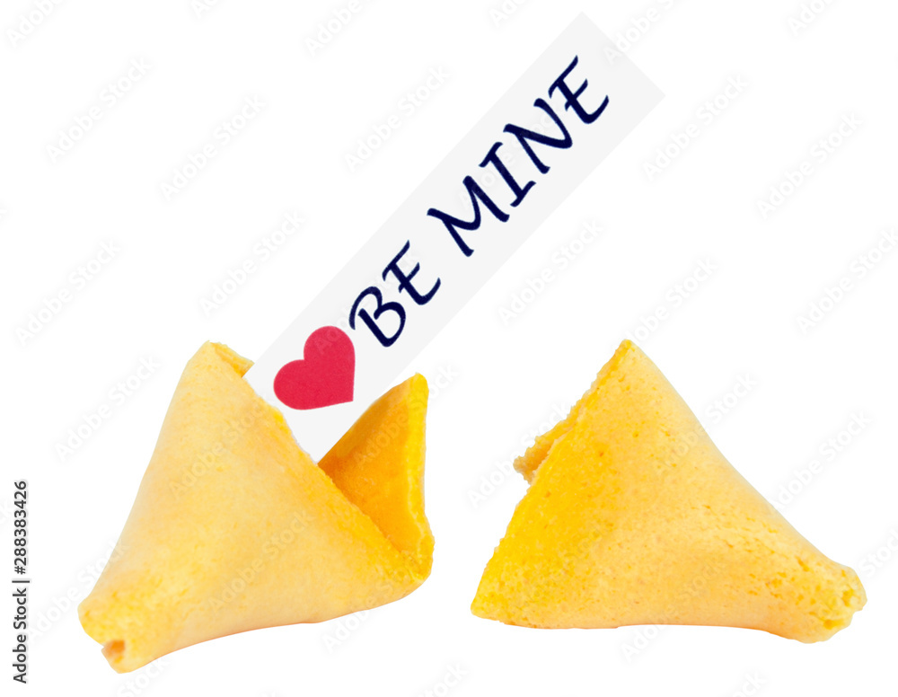Valentine fortune cookie isolated on white. Valentine fortune cookie isolated on white.