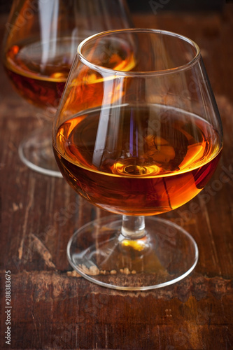 Whiskey or cognac  in  glass