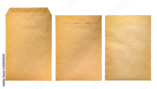 craft paper envelope set blank mockup template isolated for identity branding