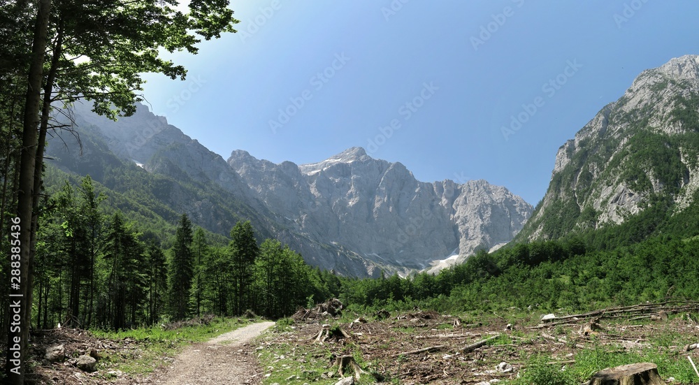 closure of the valley Vrata with the top of Triglav in the Julian Alps in Slovenia