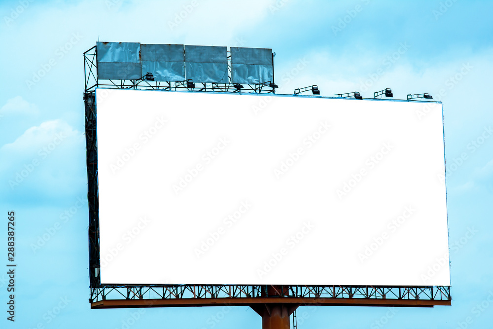 billboard blank and blue sky, copy space on white screen billboard blank and blue sky, copy space on white screen