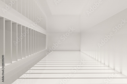 White empty room with sunshine from the side  3d rendering