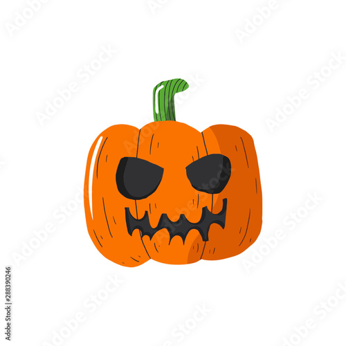 Cute Halloween Pumpkin isolated on white background, Vector cartoon Illustration