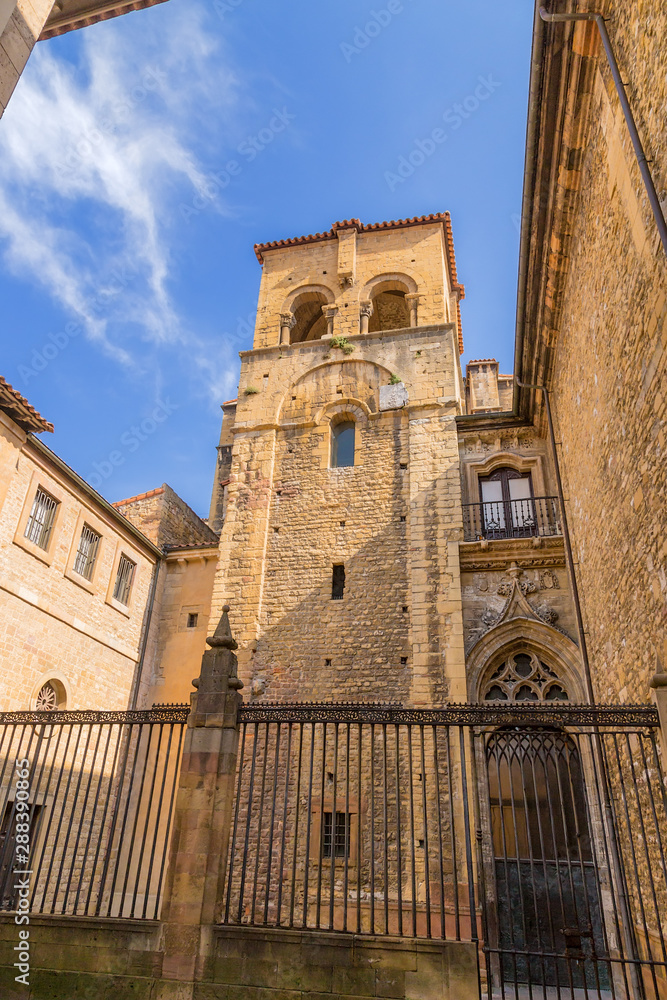 Oviedo, Spain. Old tower of the Holy Savior (Torre vieja de San Salvado de Oviedo), 9th century