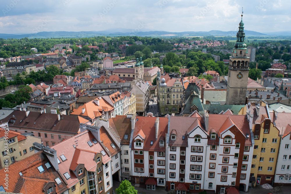 Cityscape view across the rooftops of Klodzko, Poland