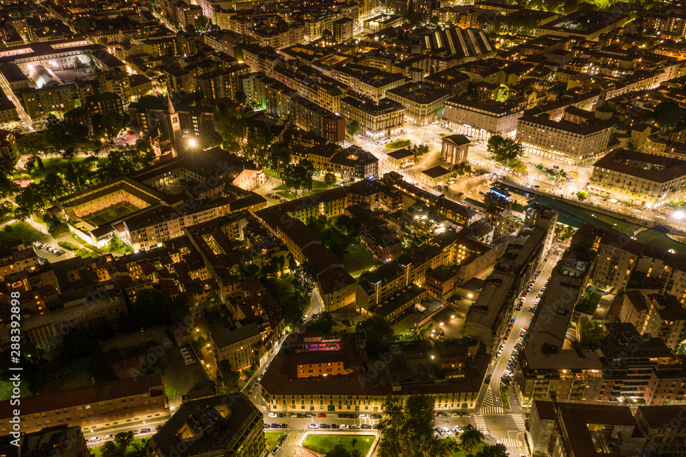 Milan Aerial Nightscape Landscape Italy piazza 24 maggio