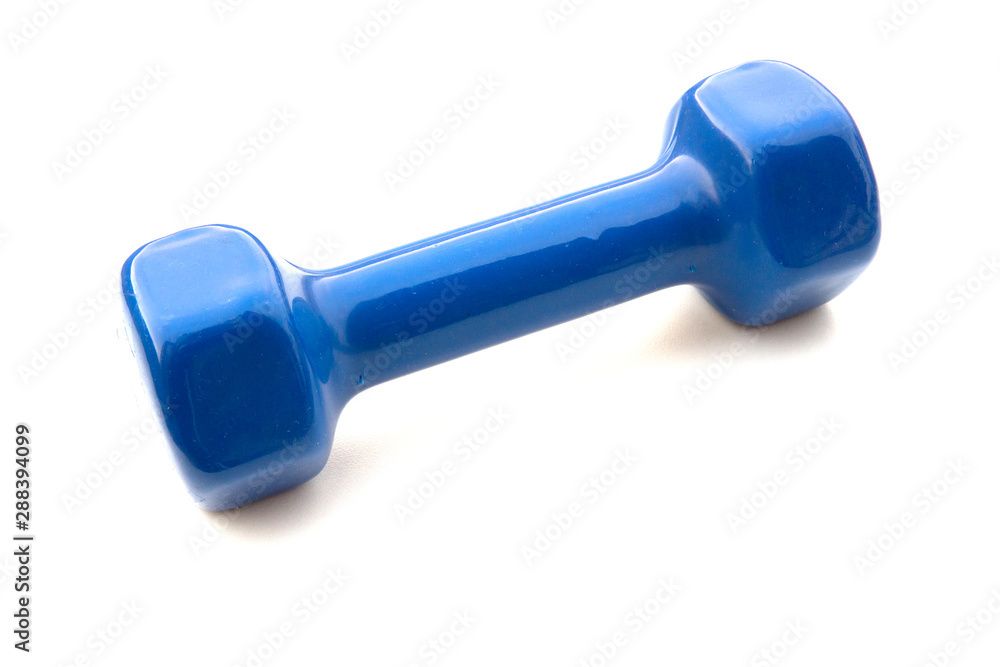 Blue Dumbbell isolated on white background. 2kg weights, blue color dumbell. Blue Dumbbell isolated on white background. 2kg weights, blue color dumbell.