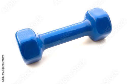 Blue Dumbbell isolated on white background. 2kg weights, blue color dumbell.
