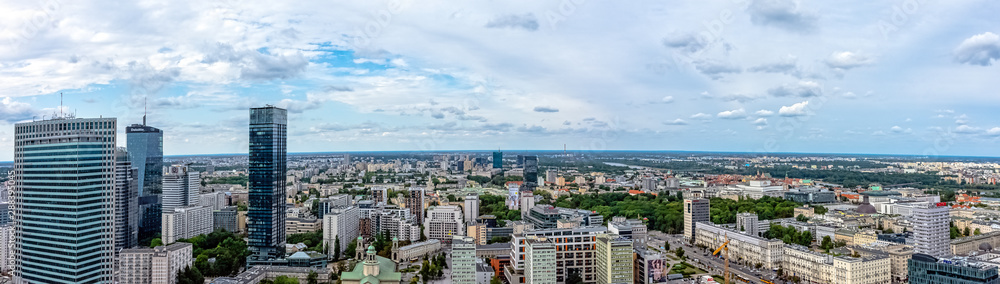 Panoramic view of Warsaw, Masovia, Poland on 14 ?August ?2019