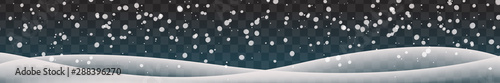 Vector realistic isolated panoramic Snow field for template decoration and covering on the transparent background. Concept of Merry Christmas and Happy New Year.
