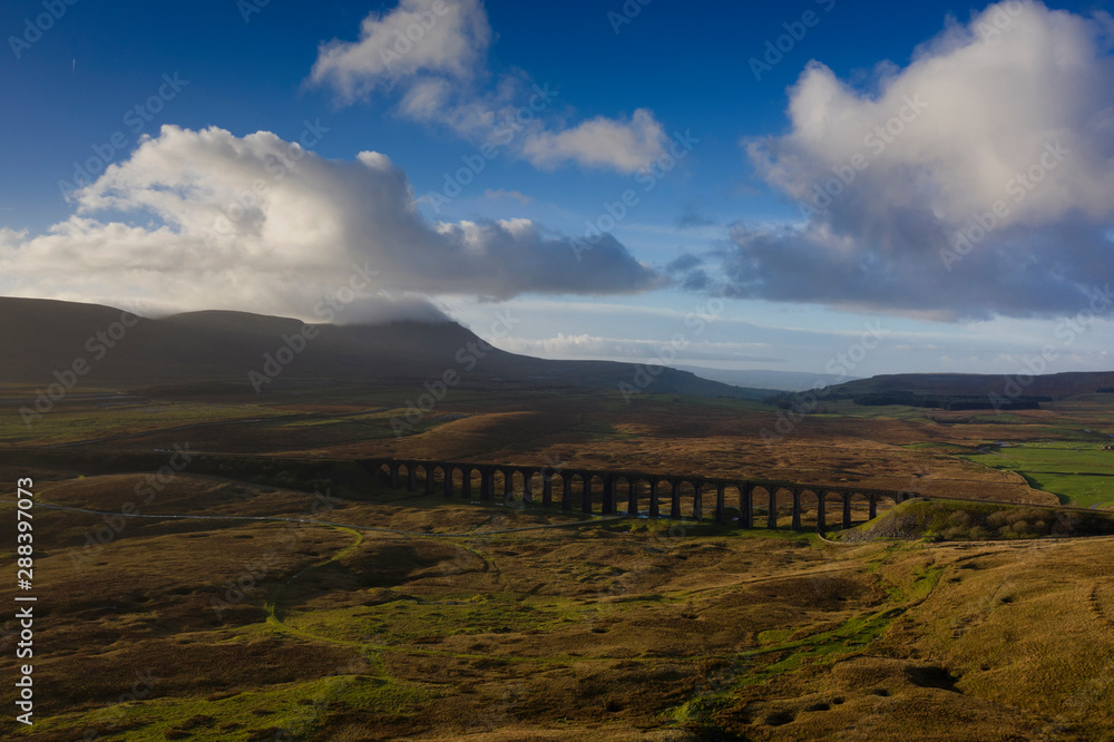 Ariel picture of Yorkshire landmark Ribblehead Viaduct, North Yorkshire