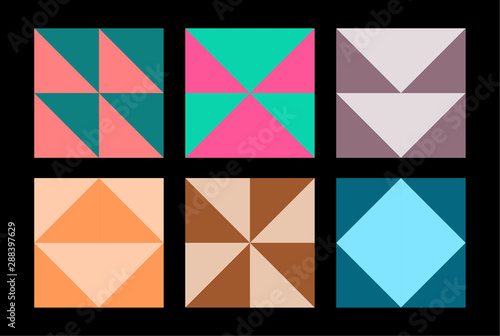 Barn quilt pattern, Patchwork design, Abstract geometric tiled trail Vector illustration