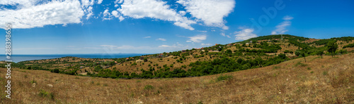 Natural landscape. Panoramic view on the Cape Emine. The Bulgarian Black Sea Coast In the background  the village of Emona.