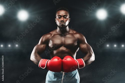 Professional african american boxer ready to fight © Prostock-studio