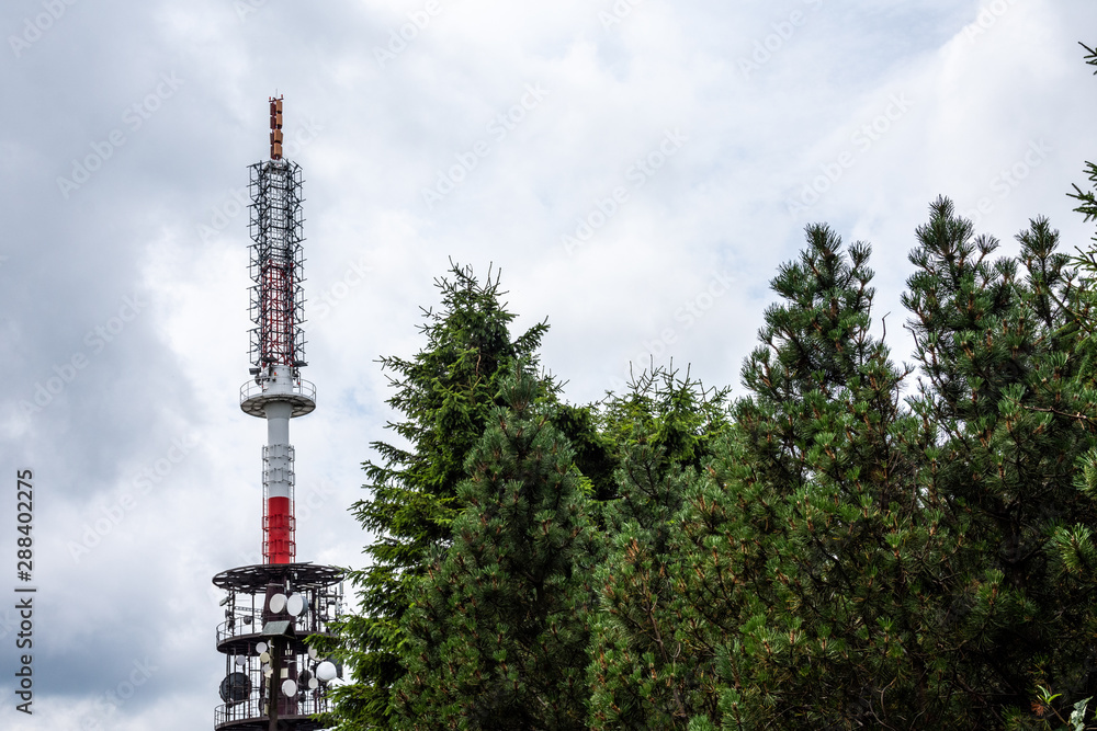 Obraz premium Detail of communication tower in forrest