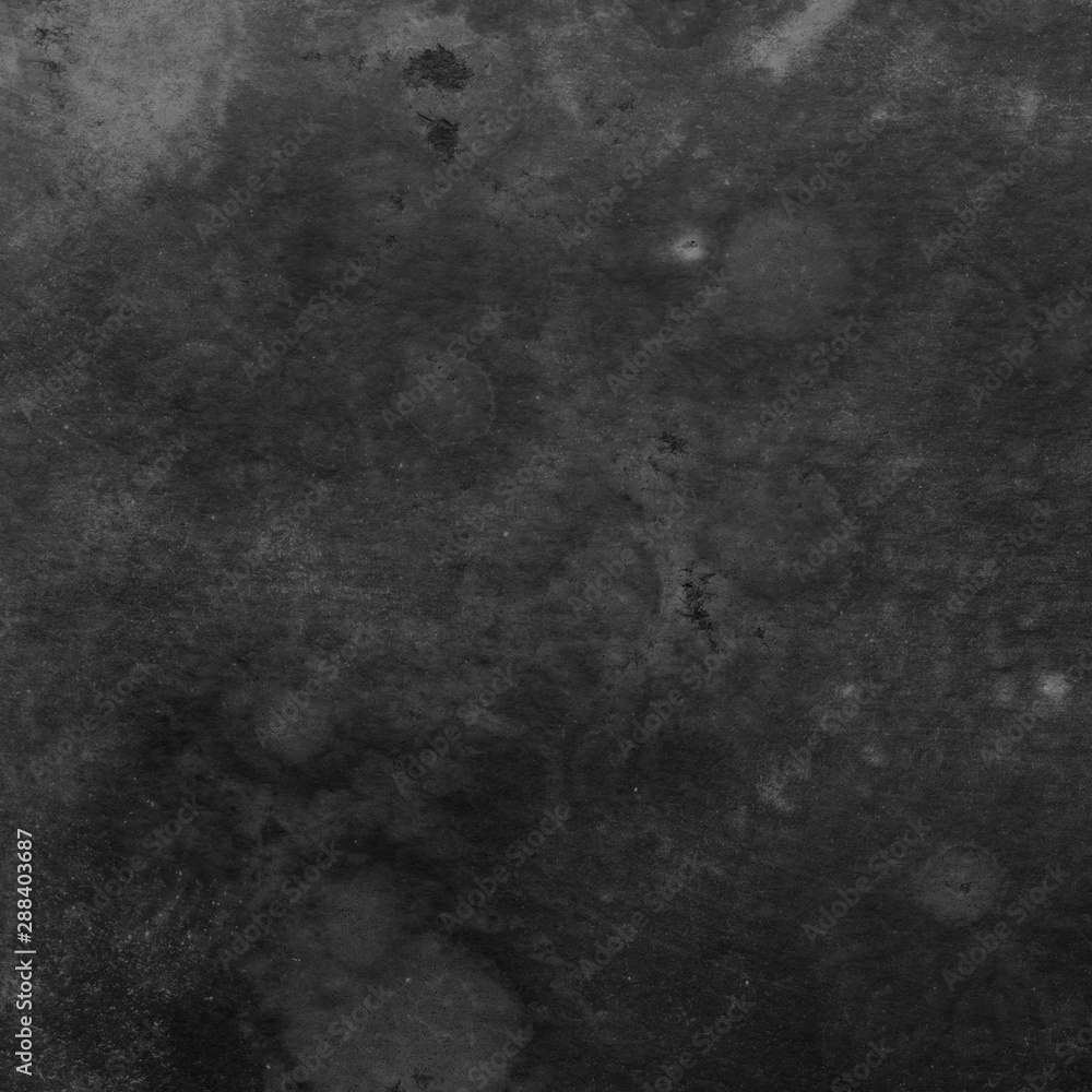 Fototapeta premium Black watercolor background on white paper. Paint leaks and ombre effects. 