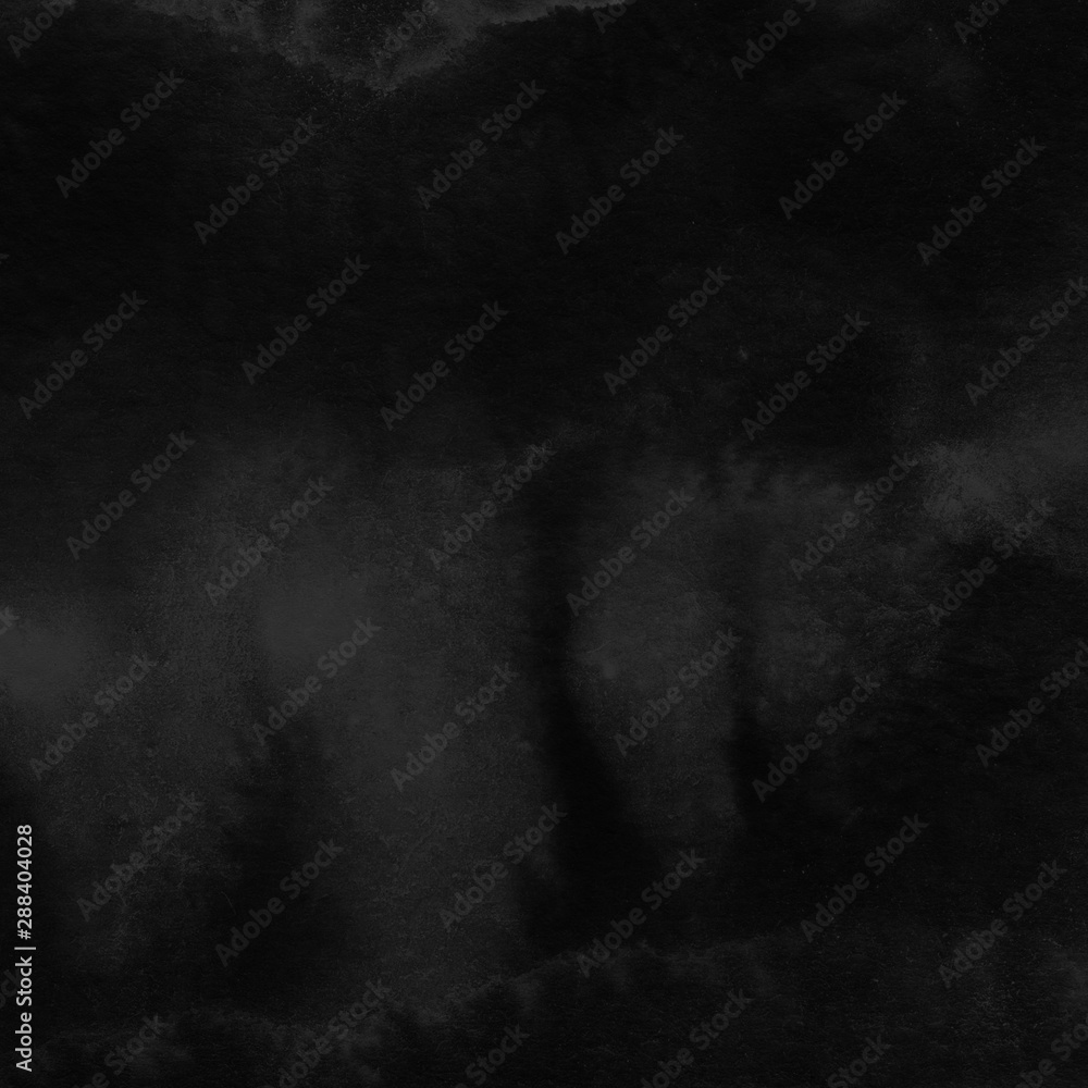 Watercolor black texture with abstract washes and brush strokes on the white paper background. Digital paper background.