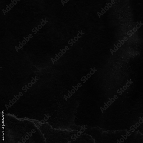 Watercolor black texture with abstract washes and brush strokes on the white paper background. Digital paper background.