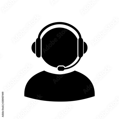 Dispatcher with headphone icon sign - vector