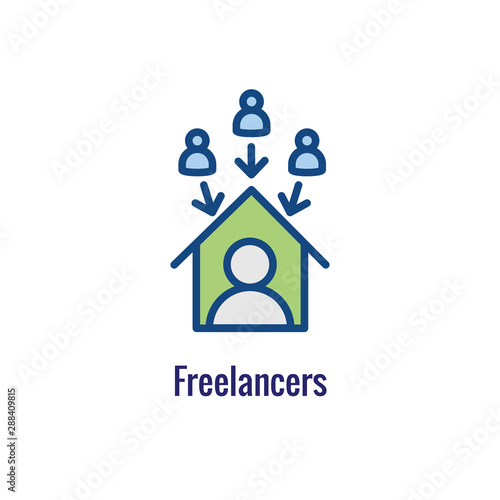 In-Company and Outsource Icon with freelancing or hiring imagery