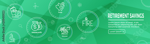 Retirement Savings Icon Set and Web Header Banner